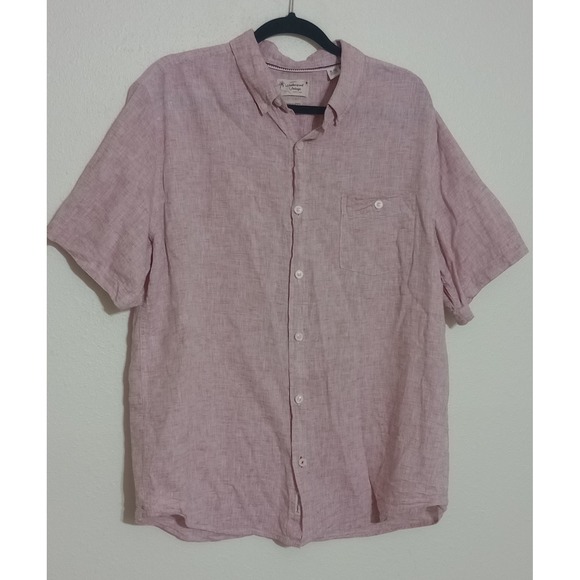 Weatherproof Vintage Other - Weatherproof Vintage Mens XL Pink Washable Linen Cotton Short Sleeve Shirt